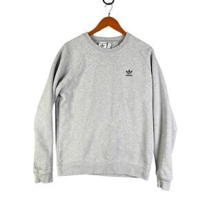 Adidas Originals Trefoil Essentials Crewneck Pullover Sweatshirt Gray Men Medium